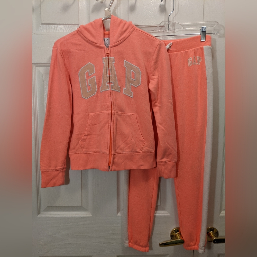 GAP Girls 2PC Outfit Size L (10) Neon Coral w/ White. GUC. Cute!
